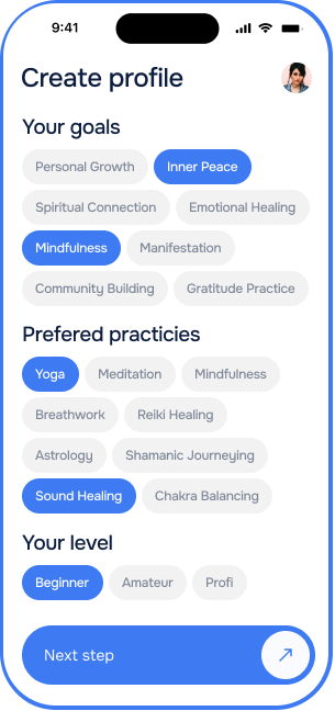 Create profile screen